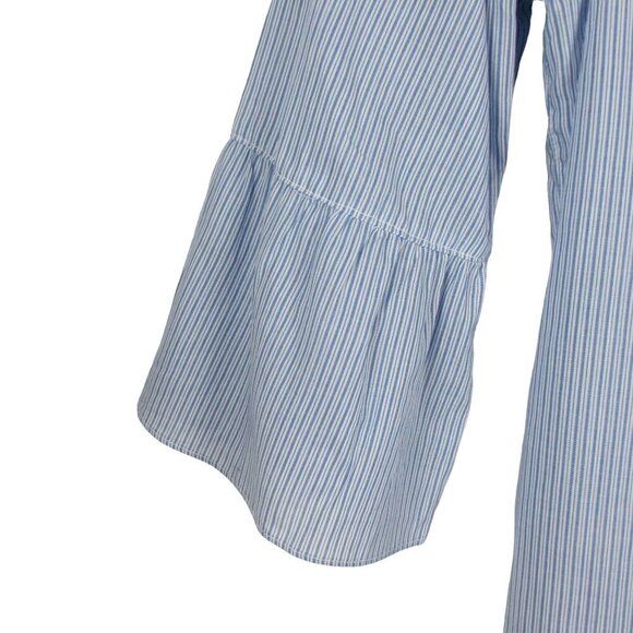 Alfred Dunner Lake Tahoe Embroidered Pinstripe Bell Sleeve Top Size 14 Casual - Picture 6 of 10